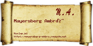 Mayersberg Ambró névjegykártya
